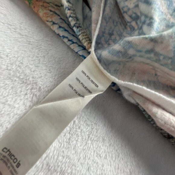 Chico's Womens Multicolor Printed 3/4 Sleeve Boho Peasant Blouse Size 2 Loose - Picture 4 of 9